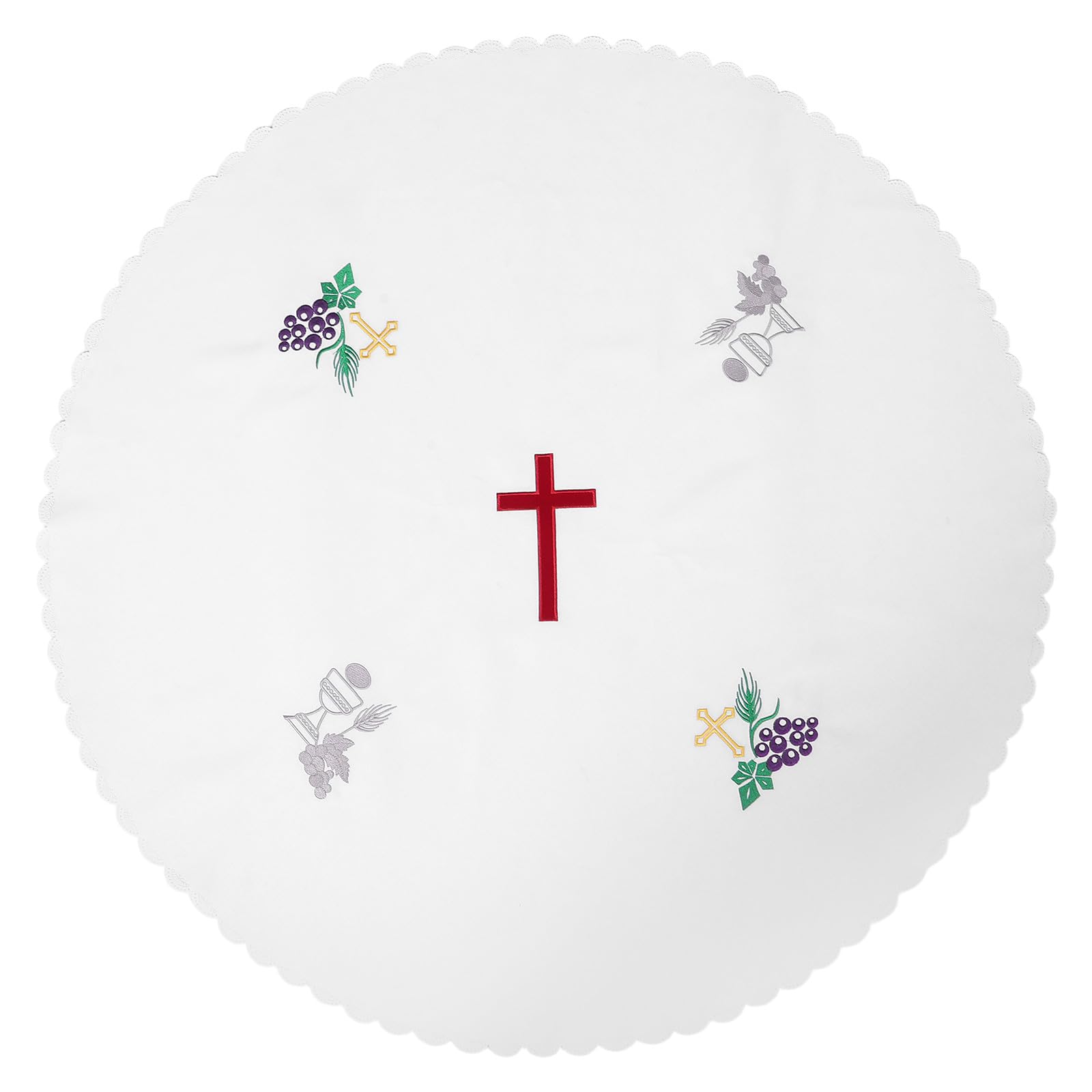 Couvre-autel blanc pour communion Cabilock nappe de baptême religieux ronde brodée
