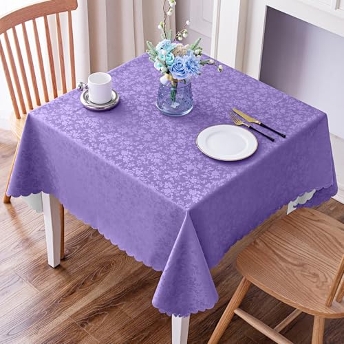 Image of Smiry Square Table Cloth, Waterproof Heavy Duty Vinyl Tablecloths, Wipeable Washable Table Cover for Kitchen and Dining Room (Purple, 54 inch X 54 inch)