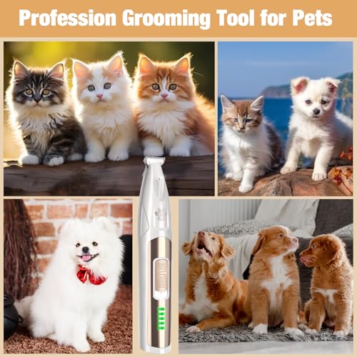 TECHMUR Pfotentrimmer für Hunde mit LED-Beleuchtung, Leiser Betrieb, Akku-Anzeige & Type-C-Ladung – Pfotenpad-Trimmer für Hunde, Katzen und Haustiere (Weiß)