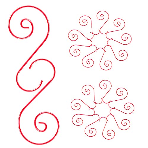 20pcs Christmas Ornament Hooks Christmas Tree Decorating Metal Wire Hangers for Hanging Decorations S Hook Pendant (Red)