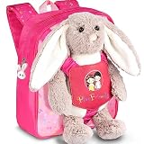 Play Friends Stuffed Animal Backpack for Girls - Small Size Kids Backpack with Cute Rabbit Plush Toy