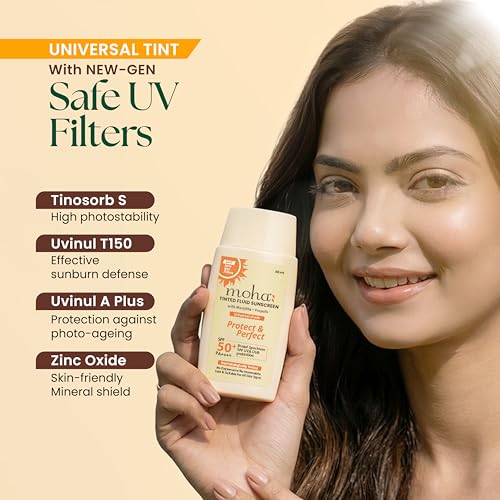 Image of Moha Tinted Fluid Face Sunscreen SPF 50 PA++++ India's 1st with New Gen filters | New-Gen Photostable UV Filters | pH balanced | Advanced botanical for skin repair and tone perfecting | | Lightweight Makeup Base | | For All Indian Skin Tones | For Men & Women 50 ml Pack Of 3
