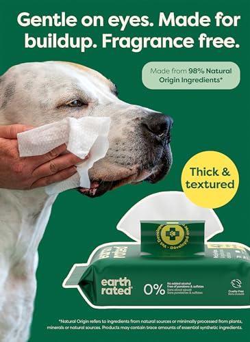 Image of Earth Rated Dog Eye Wipes, Unscented, Removes Dirt & Discharge, 70ct | Vet-Developed, Hypoallergenic Pet Wipes for Dogs & Cats to Remove Dirt & Discharge, Fragrance Free