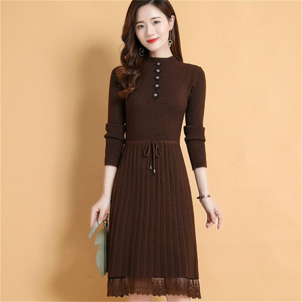 Suvoiier Otoño Invierno Vintage Encaje Vestido Mujeres Bodycon Fiesta Negro Vestido Maxi Vestido, azul, XXL