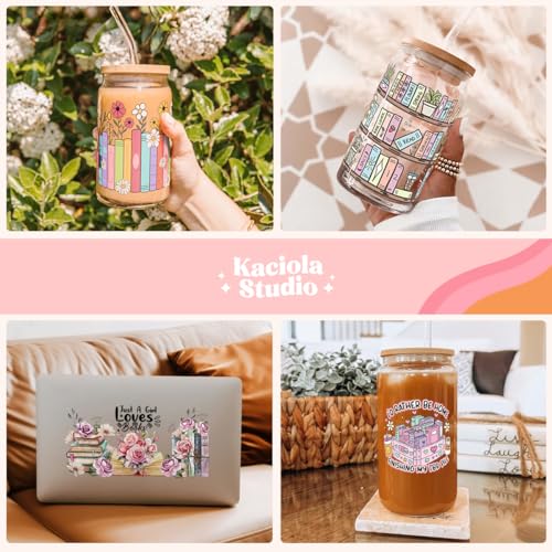 Image of Kaciola 10 Sheets UV DTF Cup Wraps for 16 oz- Booklover Theme UV DTF Stickers, 1 Sheet Mysterious Pattern Transfer, Rub on Transfers Stickers for 16 oz Libbey Glasses Crafting