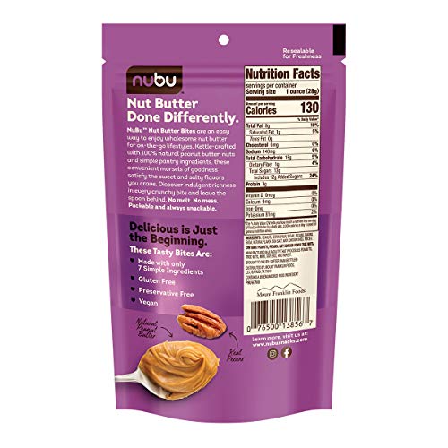 Nubu Nut Butter Bites With Pecans Poppable Sweet & Crunchy Snacks, Vegan And Gluten-Free, Pack Of 6 #TOP1