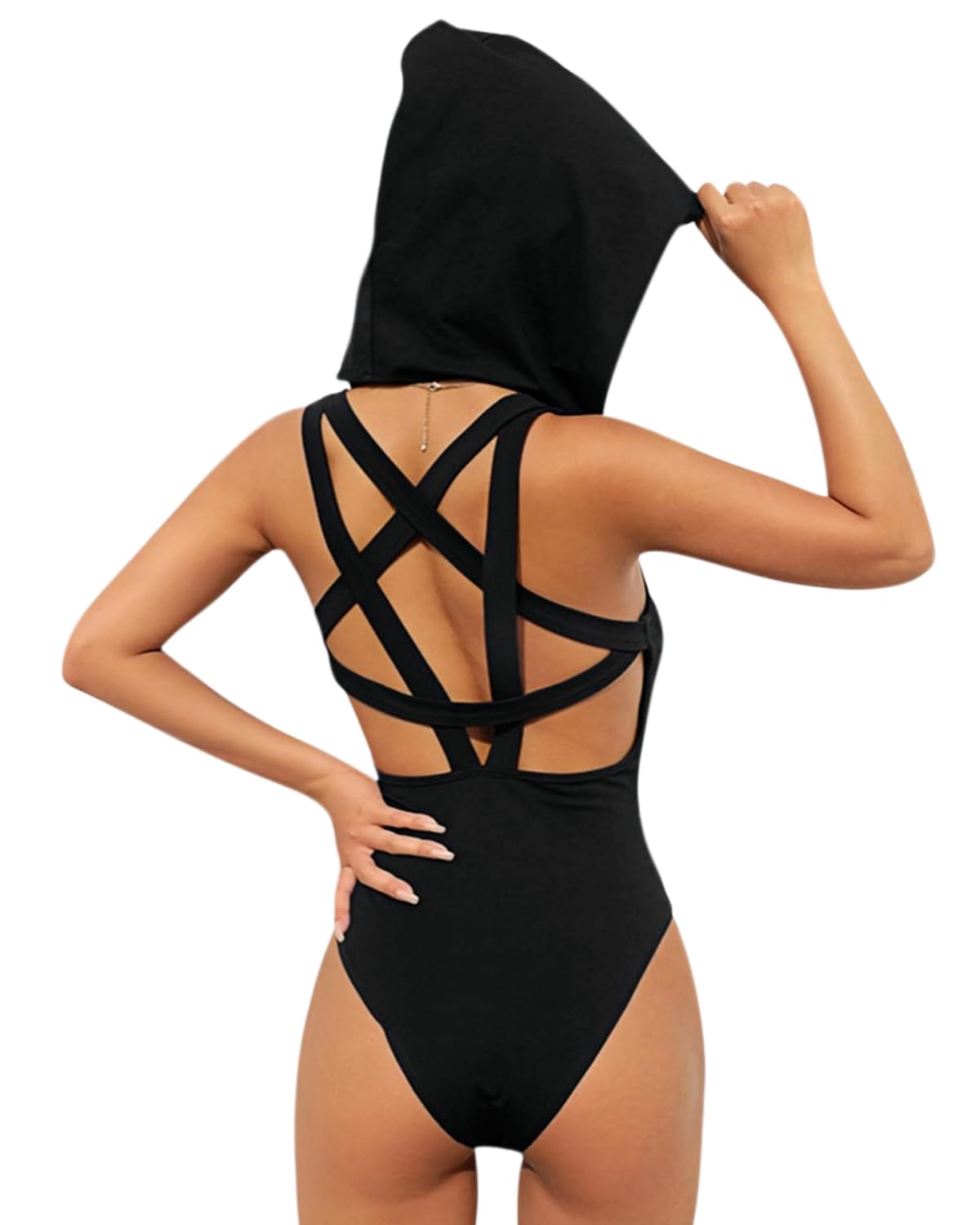 JUMISEE Women Rave Pentagram Bodysuit Jumpsuit