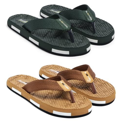 Image of Men's Orthopedic Comfort Flip Flops with Soft Fabric Straps | Cushioned Anti-Skid Footbed Slippers for Men | Lightweight Walking Flip Flops for Home, Outdoor, Indoor Use