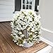 HyeFlora Bougainvillea Artificial Hanging Flowers Plants for Outdoors Decoration, 2pcs Faux Bougainvillea Vines White Fake Flowers Realistic UV Resistant Silk Flowers for Outside Planter Yard Gardens