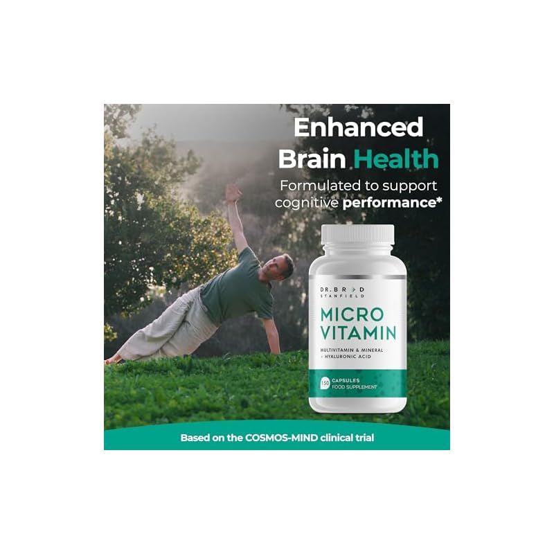 Dr Brad Daily Low Dose MultiVitamin & Mineral for Men & Women to Support Cognitive Performance & Memory + Hyaluronic Acid for Skin Health + TMG for Exercise (150 Count) - Image 4