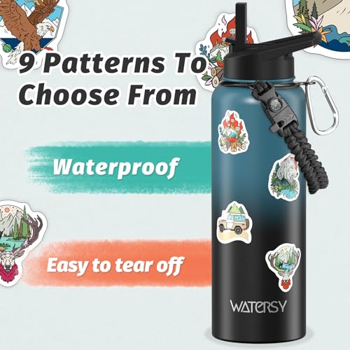 Image of 40oz Insulated Water Bottle (Cold for 48 Hrs),BPA Free&Leak Proof,Stainless Steel Water Flask,Water Jug with Straw Spout Lids for Gym,Hiking,Travel,Black Blue