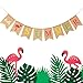 Produktbild Hello Summer Sackleinen Banner Rustikale Sommer Banner mit Flamingo Ananas Palm Blätter Muster Sommer Girlande Flagge Dekoration für Schwimmbad Party, Strand Party, Grill Party (Farbe Set 1, 1 Stück)
