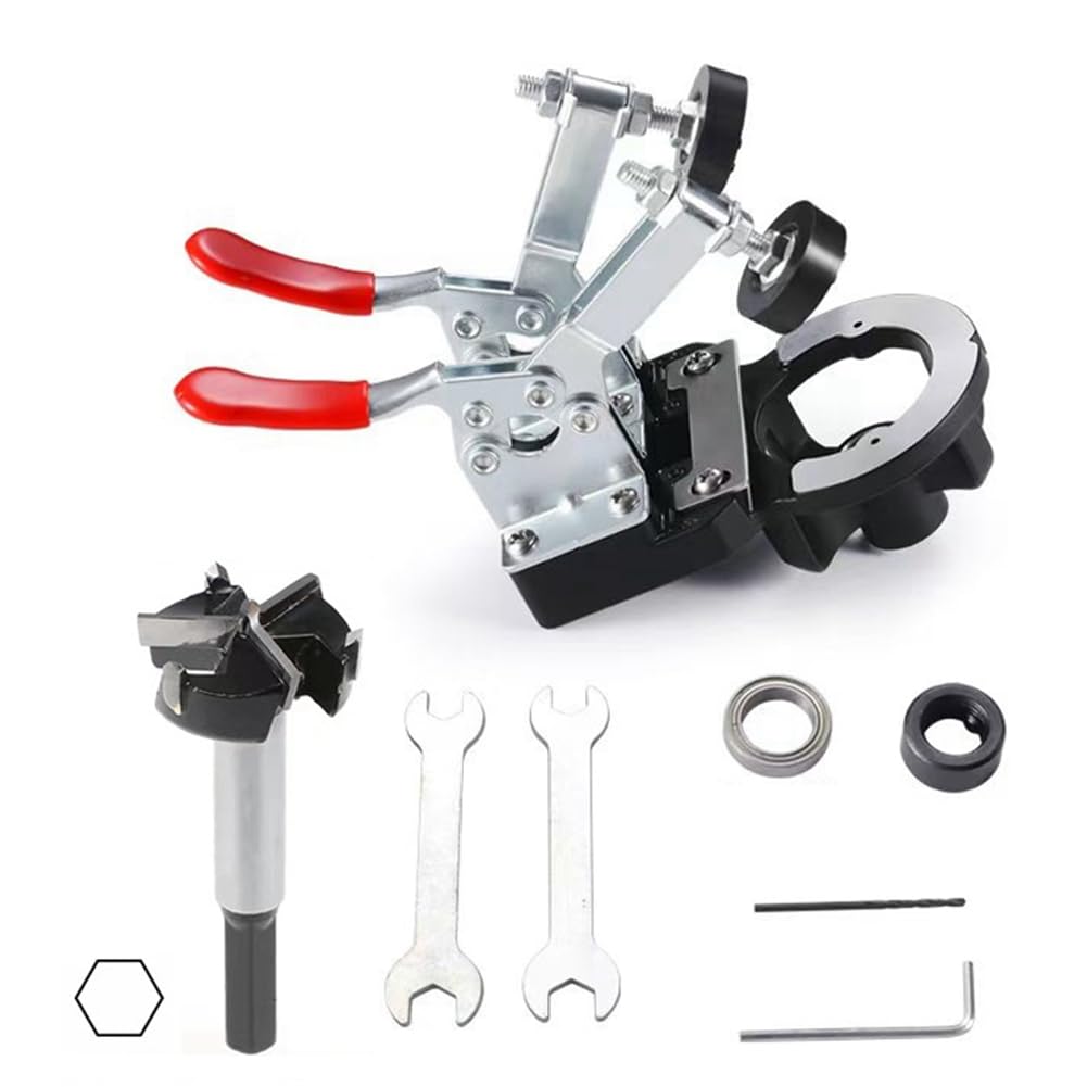 Littimoon 35mm Concealed Cabinet Door Hinge Mounting Jig,Hinge Hole Drilling Tool,Hinge Hole Locator, Cabinet Hinge Drill Bit