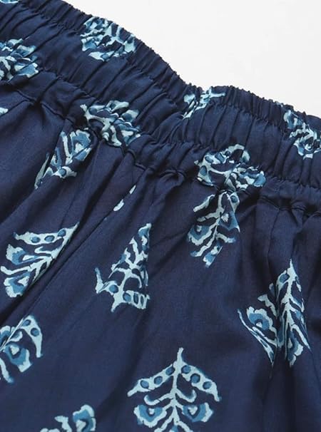 Image of Women Navy Blue & White Printed Flared Palazzo Pants