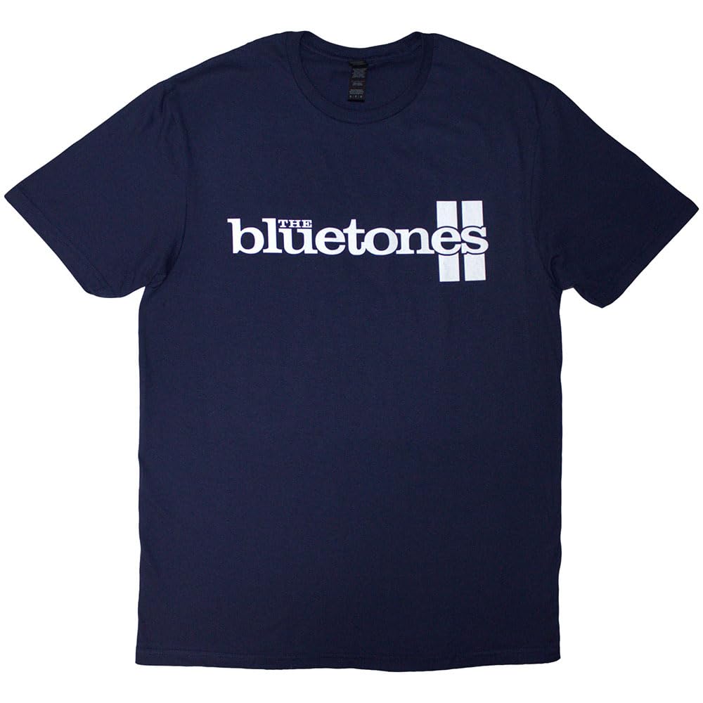 Rock Off officially licensed products The Bluetones Stripe Band Logo T Shirt XL Navy