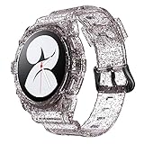 NotoCity for Galaxy Watch 4 Galaxy Watch 5/6 40mm Bands, Clear WatchBand with Protective Case Replacement Strap for Galaxy Watch 4 Watch 5 (40mm, star)