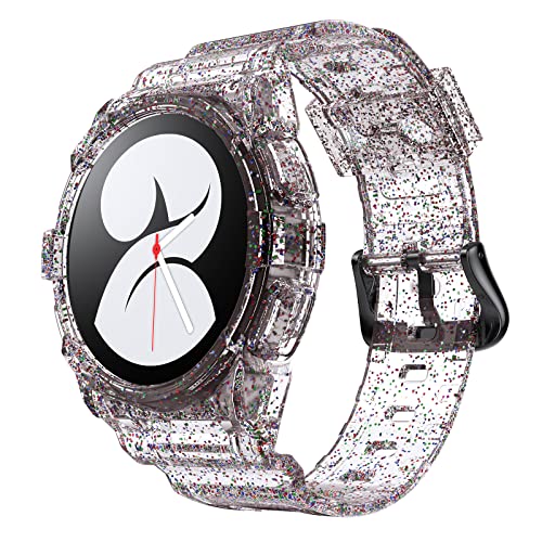 NotoCity for Galaxy Watch 4 Galaxy Watch 5/6 40mm Bands, Clear WatchBand with Protective Case Replacement Strap for Galaxy Watch 4 Watch 5 (40mm, star)