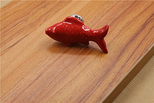 12 sztuk pomarańczowy śliczny kształt ryby gałki ceramiczne, cukierki kolor dziecięce dziecięce uchwyty meblowe ciągnie do drzwi szuflada szafki szafka komoda Bin skrzynia na książki itp. ze śrubami (