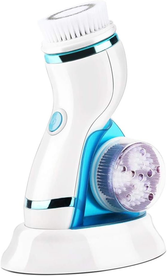 JULYKAI Gezichtsreinigingsborstelsysteem, 4-in-1 elektrische gezichtsborstel met 2 snelheden, afneembaar handvat en 4 opzetborstels