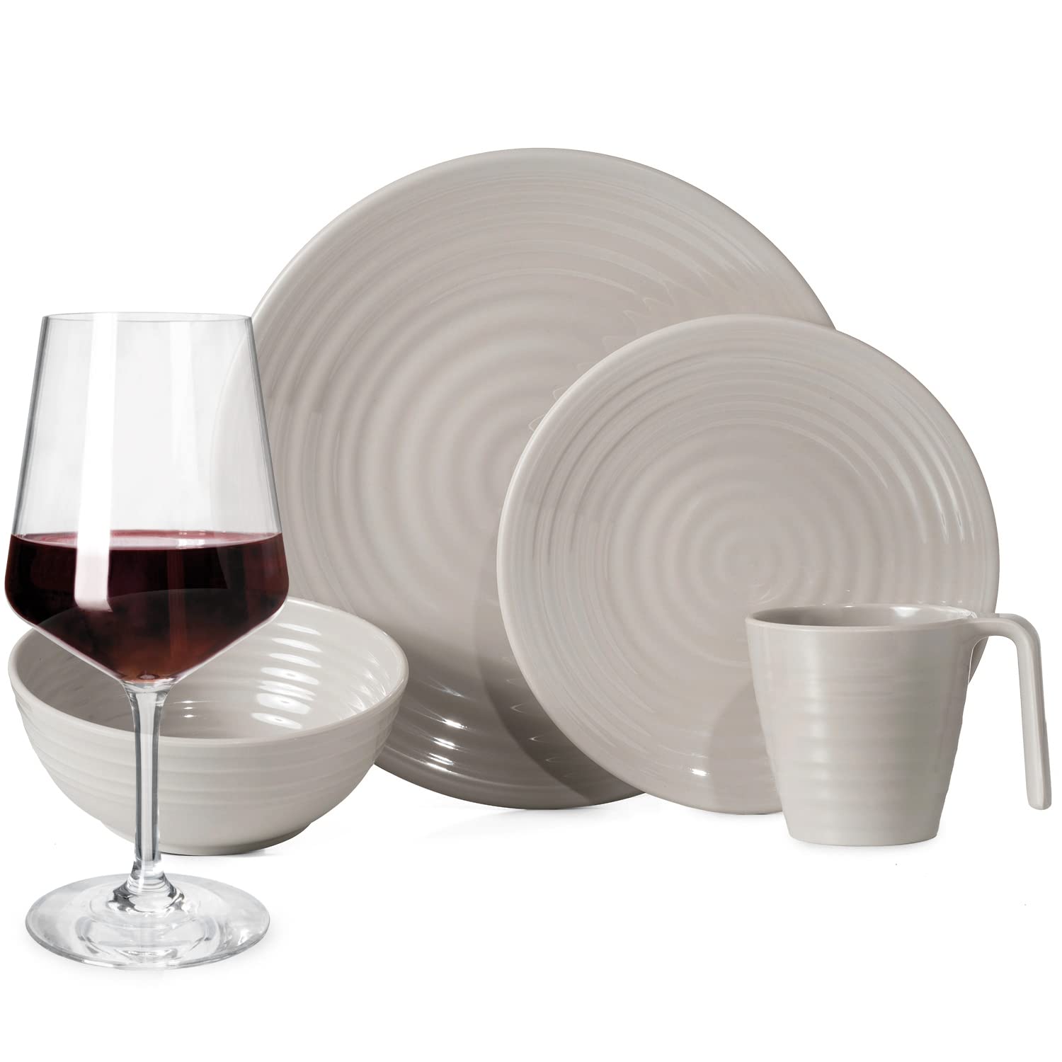 Set di stoviglie da campeggio in melamina per 1-4 persone, 4-32 pezzi, tazza, ciotola, bicchieri, piatti, set da picnic, barbecue, design caffè