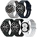 GrTrees 5 Packs Bands Compatible with Samsung Galaxy Watch 5 45mm 44mm 40mm/Galaxy Watch 4 40mm 44mm/ Galaxy Watch 4 Classic 46mm 42mm, 20mm Adjustable Silicone Replacement Straps for Women Man Black/Grey/White/D Green/D Blue