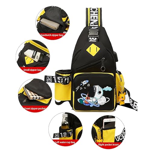 Fashion One-Shoulder Backpack Men's Business Chest Bag Outdoor Casual Men's Shoulder Bag Small Satchel (Black 3)2