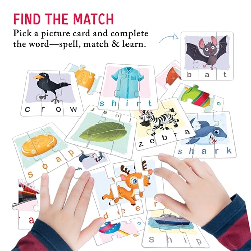 Image of The Book Tree Bright Brain Spellings 82 Piece (20 Sets) Jigsaw Puzzle for Preschoolers, Educational Toy for Learning Space, Gifts for Kids Ages 3 to 6 by Majestic Book Club