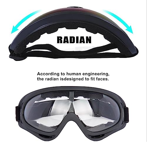 Image of LJDJ Motorcycle Goggles,2 Pack Dirt Bike ATV Motocross Riding Hiking Protective with 2 Pack Neck Breathable Bandana Mask (Black + Black /Clear Lens)