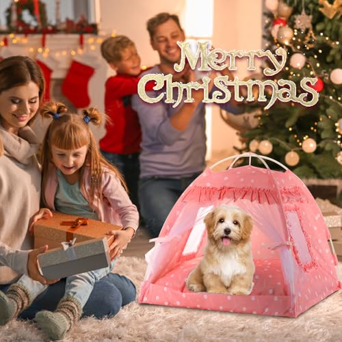 Cat Princess Bed Tent House - Kitty Cute Tent Indoor,Small Dog House Indoor/Outdoor Cave Nest Bed Small Dog Tent for Cat,Puppy Tent (15.7"x15.7"x14.5"/Pink) - Image 6