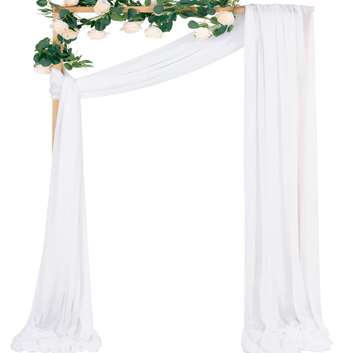 MLMC White Sheer Wedding Arch Draping Fabric 1 Panel 29" x 20 FT Extra Long Airy Gauze Drapes Backdrop Curtains 6.6 Yards Light Weight Outdoor Drapery