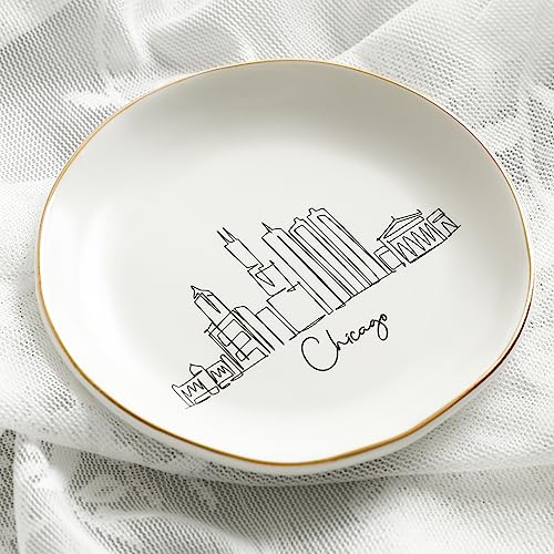 COLLECTIVE HOME - Skyline Jewelry Dish, Ceramic Trinket Dish, Lan...