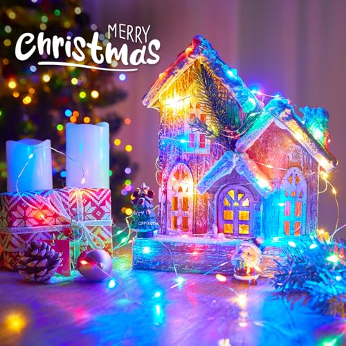 Image of Minetom Multicolored Fairy String Lights, 33 Ft 100 Led Waterproof Starry Firefly String Lights Plug in on Silver Wire, Perfect for Crafts DIY Christmas Party Wedding Bedroom Indoor Decorations