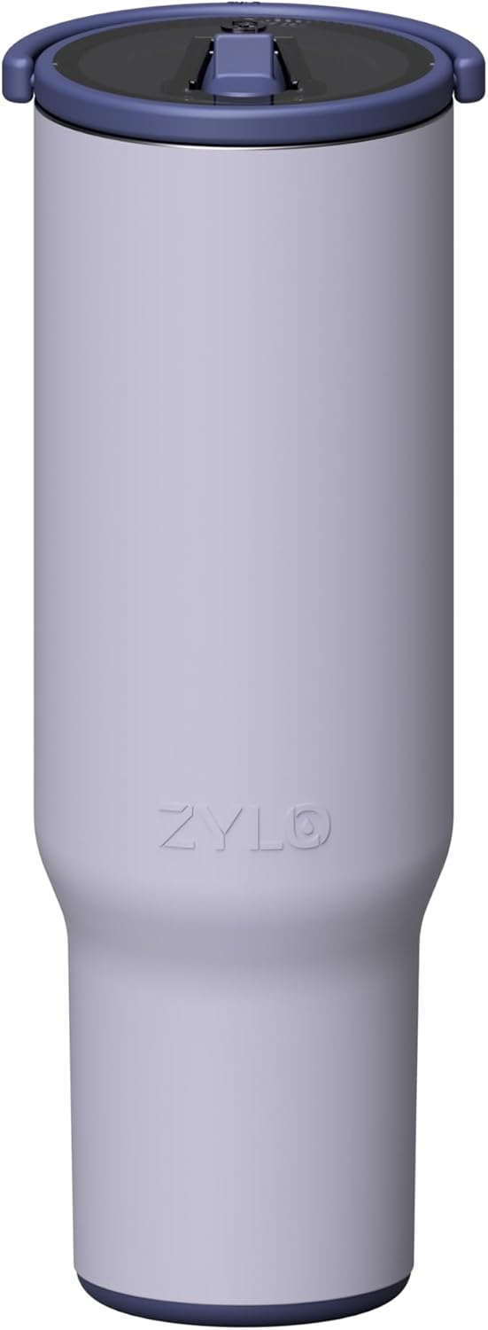 Zylo 32oz Stainless Steel Water Bottle with Wrinkle-Resistant Straw & Leak-Proof Lid - Insulated Tumbler with Open Handle, BPA-Free - 12hr Hot/24hr Cold for Travel & Daily Use - Lavendar Fields