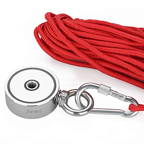 image for Fishing Magnet with 66ft Rope & Glove, Wukong 760LB Pulling Force Supe