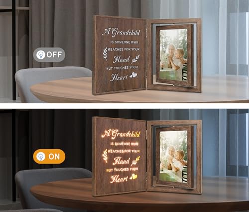 EYITUPC Light Up Grandparents Frame Rotating Wood Grandma Grandpa Gift - Image 3