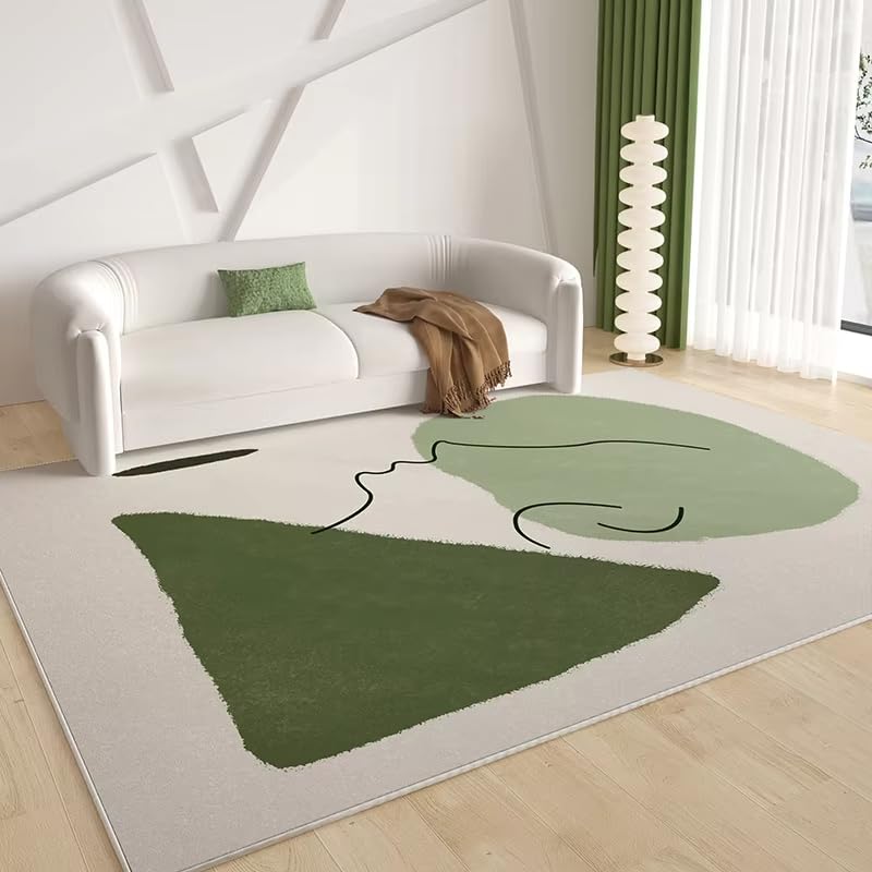 Tapis vert de style français antidérapant à poils courts 100x150 cm pour salon et chambre