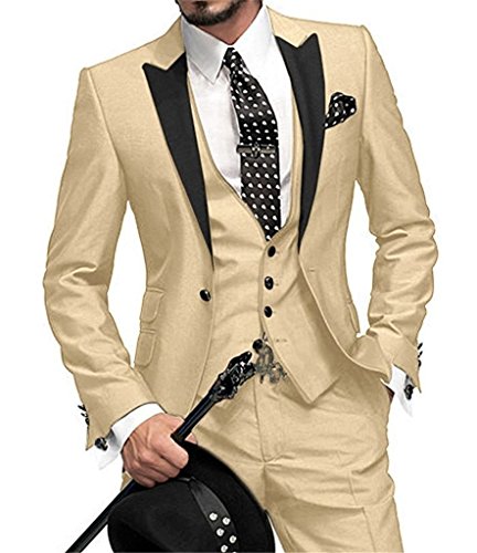 Men's Suit Peak Lapel One Button Jacket and Vest Pants Set2