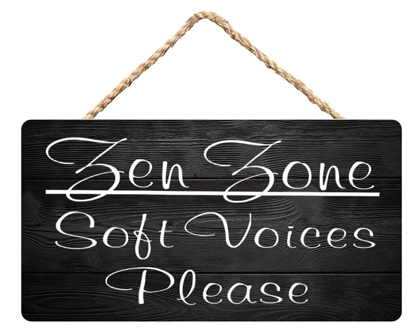 Wooden Hanging Sign Wall Art Decorations For Living Room - Zen Zone Soft Voices Please - Vintage Family Wall Decor Signs For Kitchen Bedroom Dining Room Home 12X6 Inches