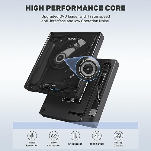 Unitek External CD DVD Drive, USB C Portable CD/DVD +/-RW Drive/DVD Player with SD Card Reader USB 3.0 USB C Hub CD ROM Burner Compatible with... - Image 6