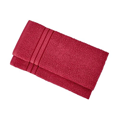 Image of Layers 100% Cotton Hand Towel, 400 GSM (Ruby Red, Solid Pattern) Tuscany Collection, Light Weight, Zero Twist, Moisture Absorbent, Quick Dry Towel, Bathroom Accessories (Pack of 2)