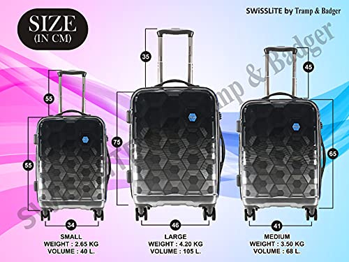Image of Tramp & Badger Swisslite 20-Inch Hard Sided Printed Polycarbonate Cabin Luggage Trolley Bag (Color - Charcoal)