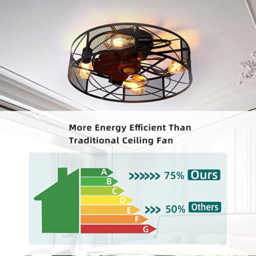 Ventilateurs de plafond réversibles à 6 vitesses réglables et commande à distance noire - 6