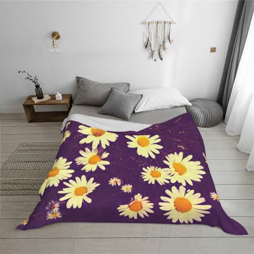 Couverture super douce marguerites pour canapé et lit de 152x203 cm