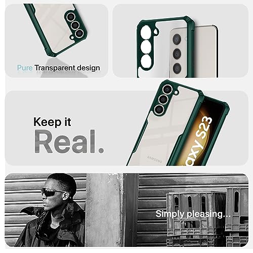 Image of Pikkme Samsung Galaxy S23 5G Back Cover | Crystal Clear Transparent Back | Ultra Hybrid | Full Camera Protection | Raised Edge | Bumper Back Case (Green)