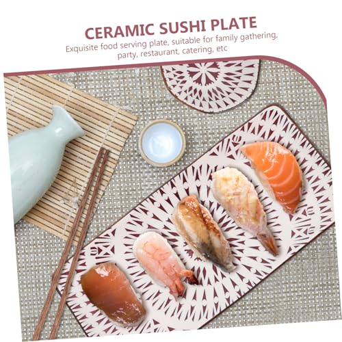 Set de 2 platos japoneses de cerámica para sushi con palillos miniatura 4