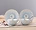 Jusalpha® Porcelain Tea Cup and Saucer Coffee Cup Set with Saucer and Spoon FD-TCS04 (Set of 6, Blue)