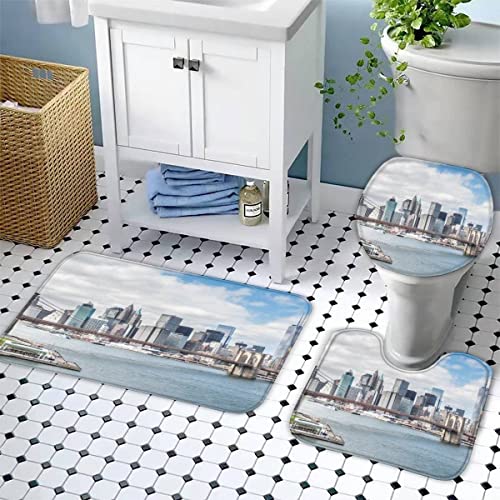 Badematten Set 3D 40x60 Brooklyn Brücke absorbierend 3-teiliges Badezimmerteppich-Set maschinenwaschbare weich… – Bild 3
