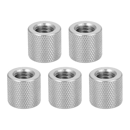 MECCANIXITY 5 Pcs M10 Flat Knurled Thumb Nuts, 304 Stainless Steel Flat Head Diamond Knurled Through Hole Lock Adjusting Nuts Fasteners for Electronic, Machine, D16 x H15mm