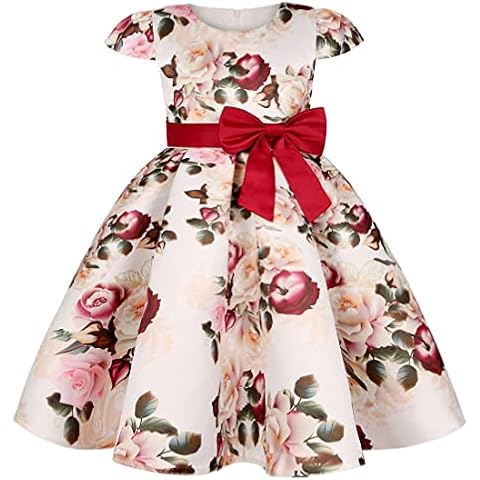 COMISARA Flower Girls Bridesmaid Dresses Birthday Christmas Easter Prom Pageant Wedding Party Performance Fancy Formal Princess Ball Gown Dress Size 3T 4T （Burgundy 110） Cover