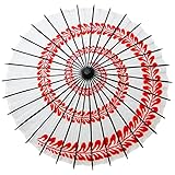 ILuvic和傘 紙傘 踊り傘 日傘 舞踊 桜吹雪 和風 飾り用 防水 和服 長傘 コスプレ 花火 (ホワイト+レッド藤渦, 1)